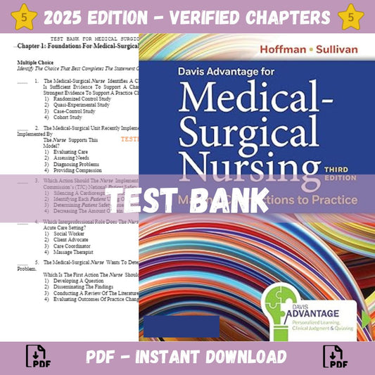 Test Bank – Davis Advantage for Medical-Surgical Nursing 3rd Edition (Hoffman, 2023)-Exam Guide Bank