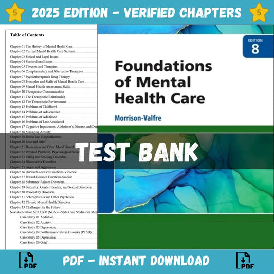 Test Bank – Foundations of Mental Health Care, 8th Edition (Morrison-Valfre, 2023)-Exam Guide Bank