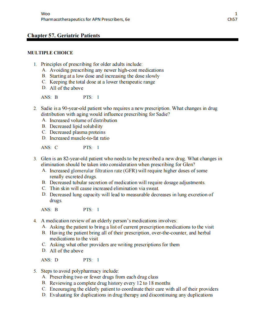 Test Bank Pharmacotherapeutics for Advanced Practice Nurse Prescribers 6th by Woo Wright-Exam Guide Bank