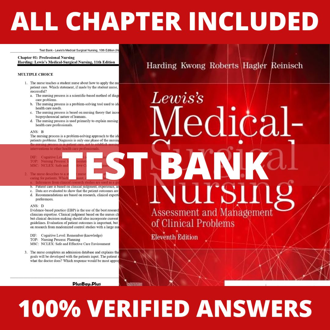 Test Bank for Lewis’s Medical-Surgical Nursing 11th Edition