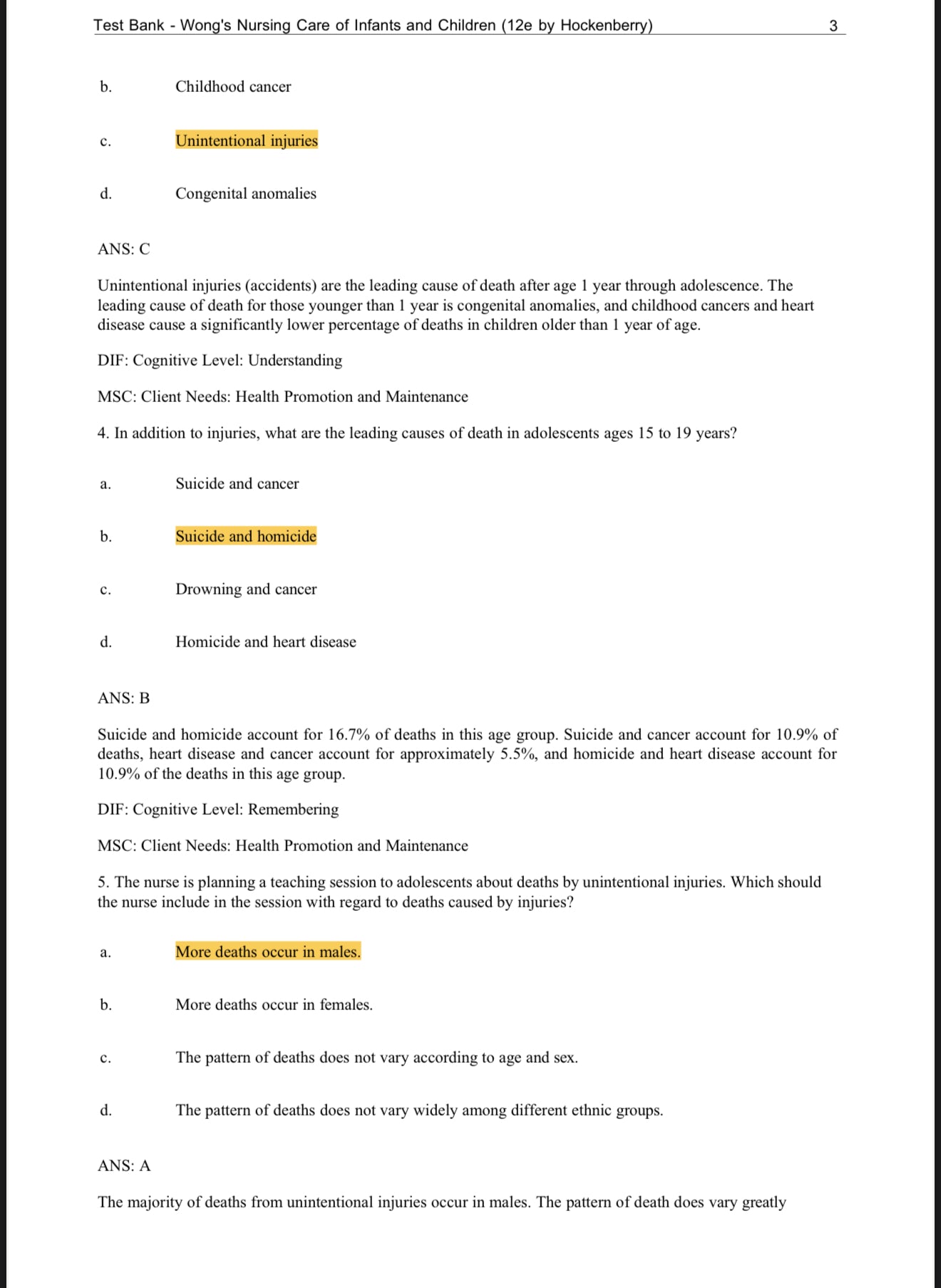 Test Bank for Wong’s Nursing Care of Infants and Children, 12th Edition by Marilyn J. Hockenberry, Elizabeth A. Duffy, and Karen Gibbs-Exam Guide Bank