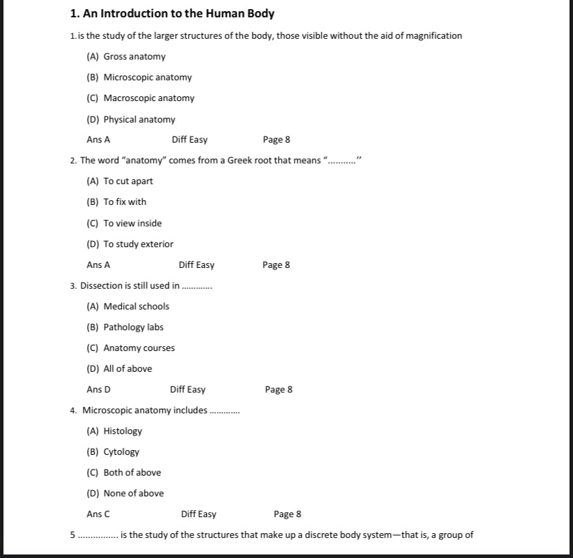 Test bank Anatomy and Physiology openstax 1st Edition by Gordon Betts-Exam Guide Bank