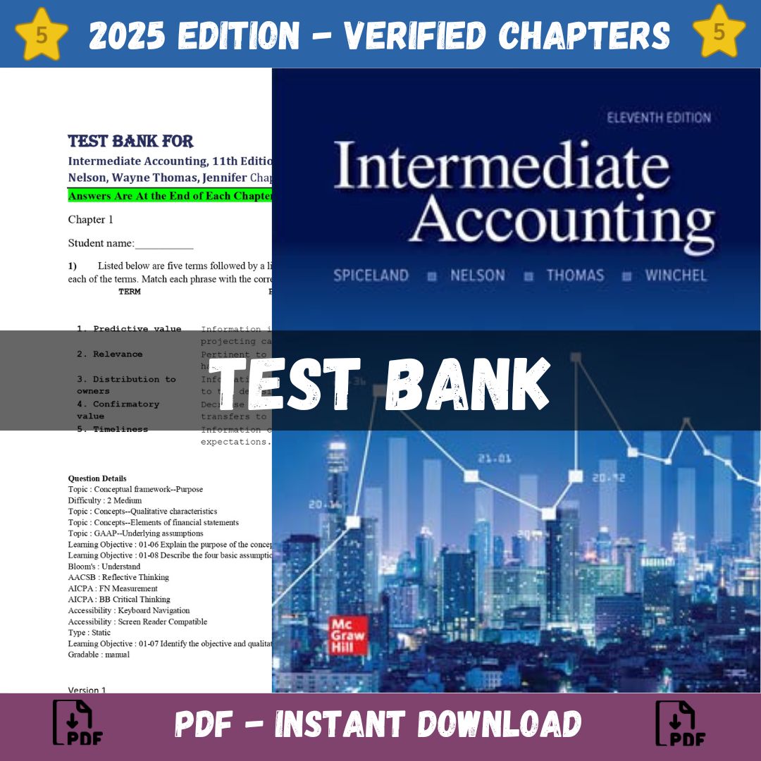 Test bank – Intermediate Accounting, 11th Edition (David Spiceland, 2022)-Exam Guide Bank