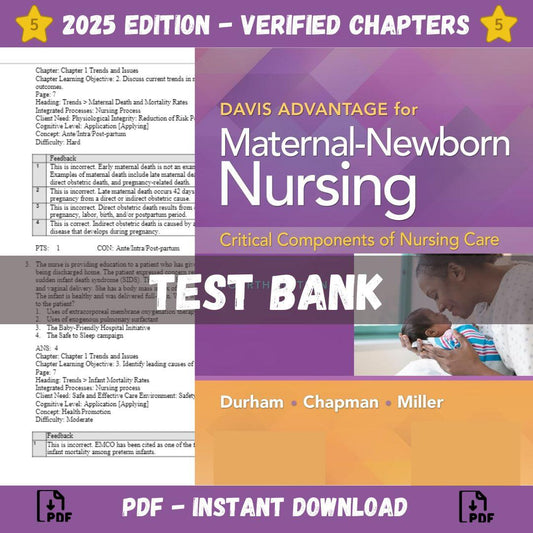 Test bank – Maternal-Newborn Nursing The Critical Components of Nursing Care, 4th Edition (Roberta Durham, 2022)-Exam Guide Bank
