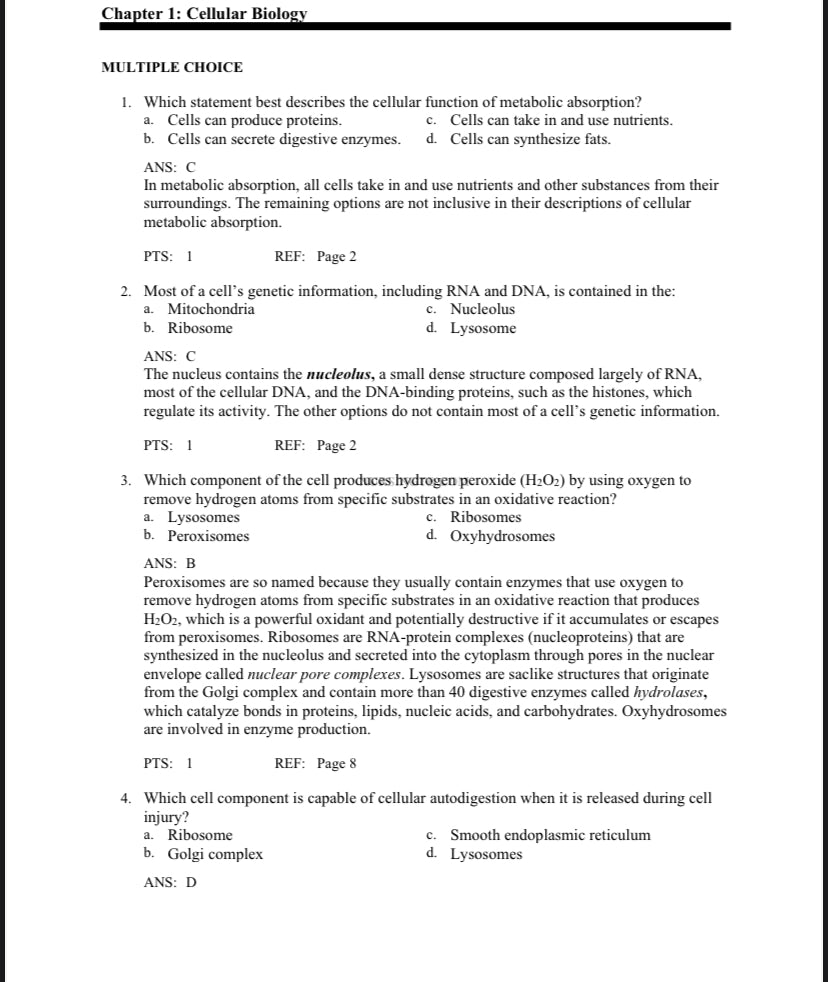Test bank Pathophysiology: The Biologic Basis for Disease in Adults and Children 8th edition by Kathryn L. McCance-Exam Guide Bank