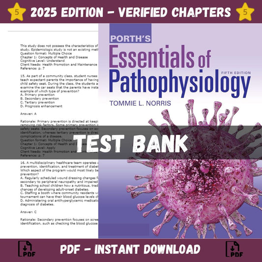 Test bank – Porth’s Essentials of Pathophysiology 5th Edition (Norris, 2020)-Exam Guide Bank