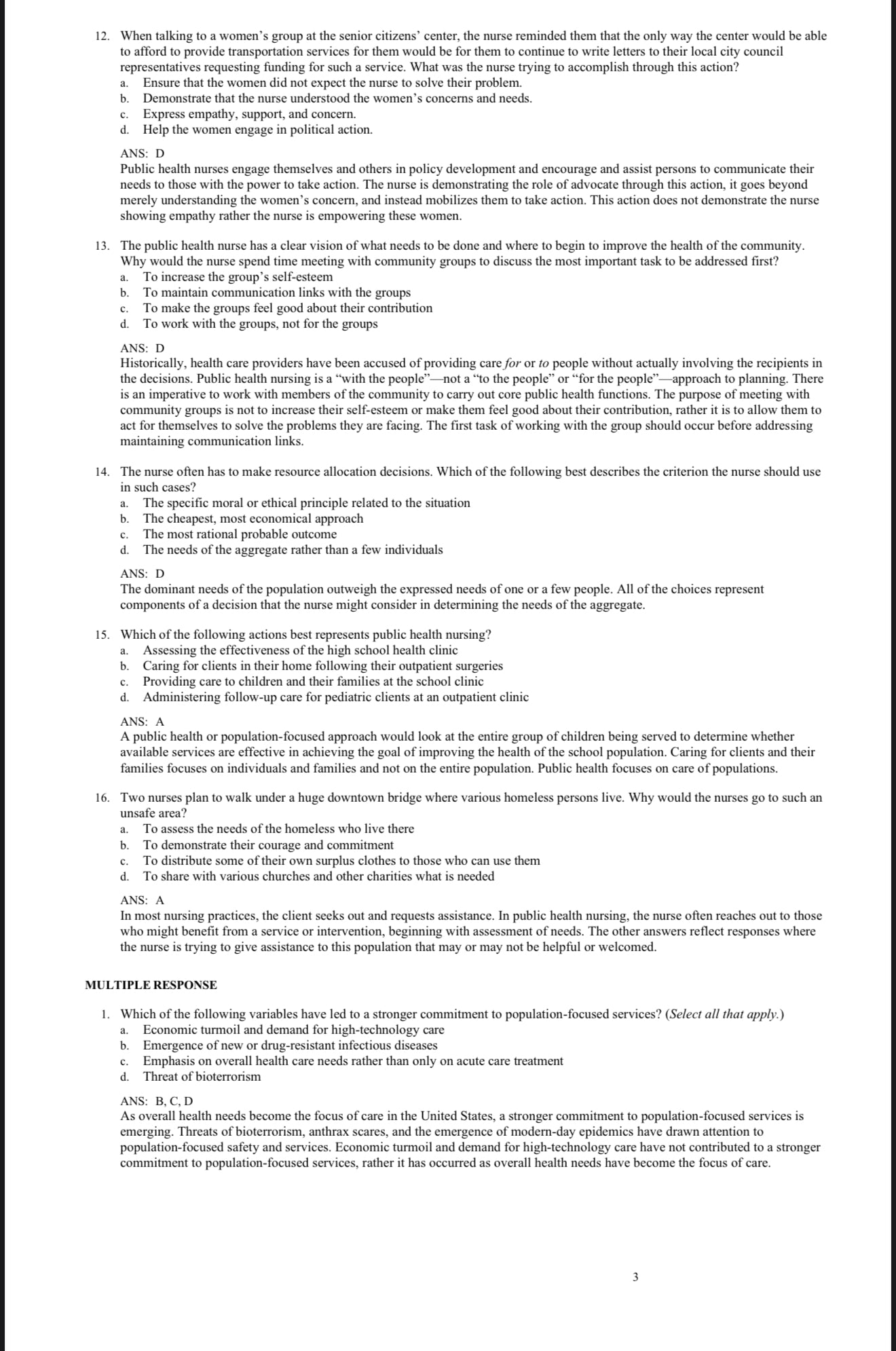 TEST BANK Foundations for Population Health in Community/Public Health Nursing, 6th Edition-Exam Guide Bank
