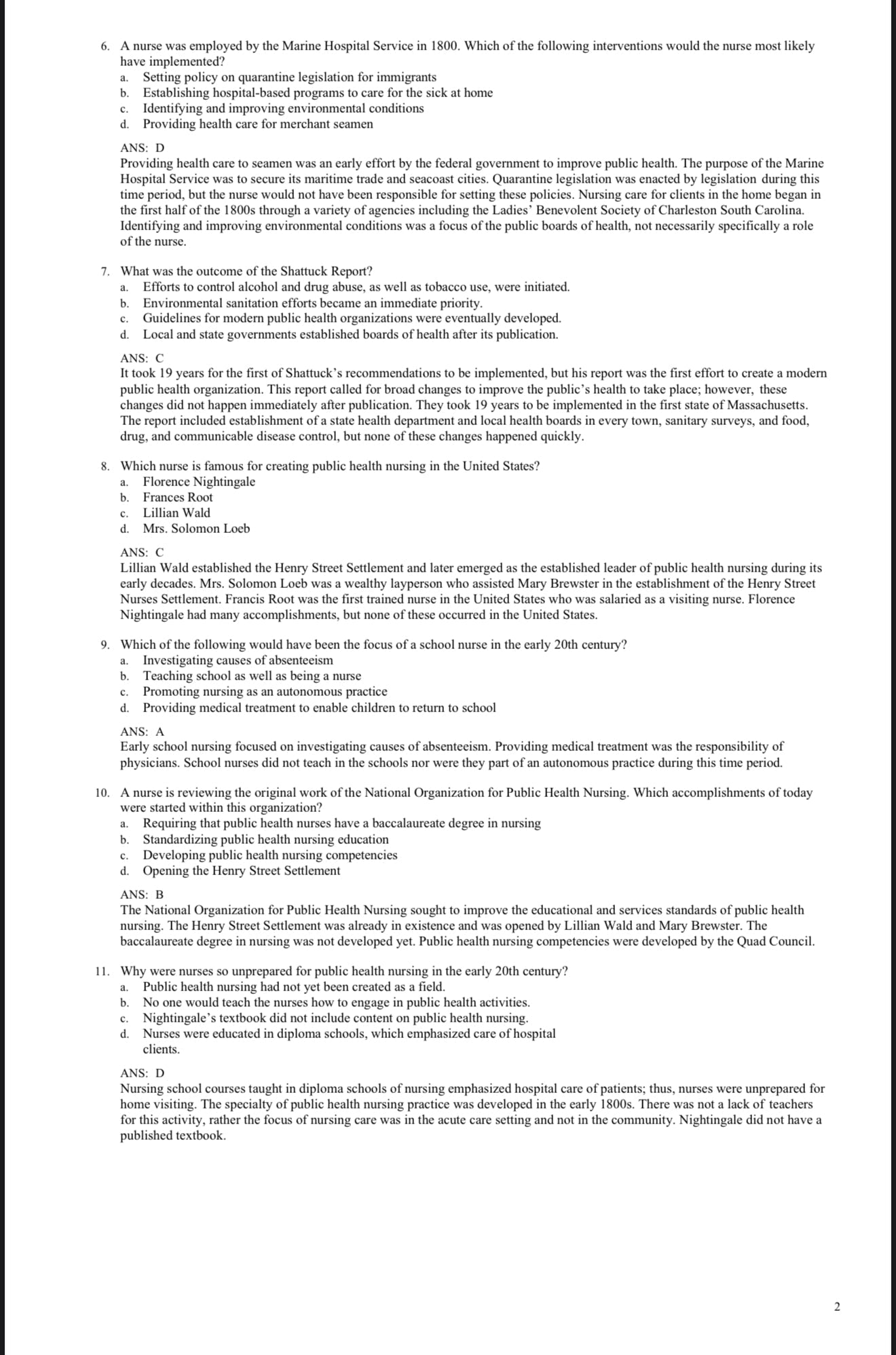 TEST BANK Foundations for Population Health in Community/Public Health Nursing, 6th Edition-Exam Guide Bank