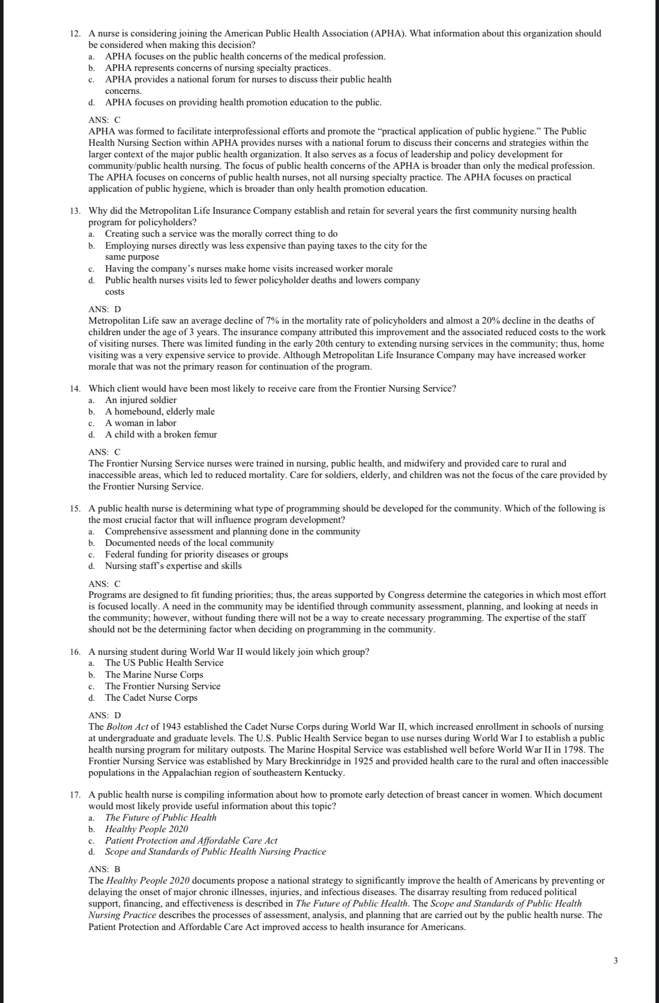 TEST BANK Foundations for Population Health in Community/Public Health Nursing, 6th Edition-Exam Guide Bank