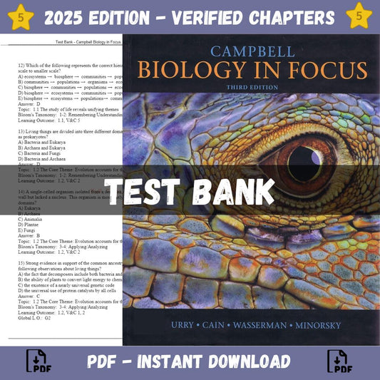 Test Bank – Campbell Biology in Focus, 3rd Edition (Urry, 2020)-Exam Guide Bank