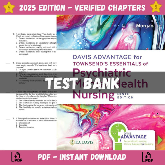 Test Bank – Davis Advantage for Townsend’s Essentials of Psychiatric Mental Health Nursing, 9th Edition (Morgan, 2023)-Exam Guide Bank