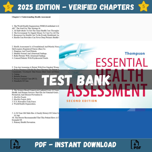 Test Bank – Essential Health Assessment 2nd Edition (Thompson, 2023)-Exam Guide Bank