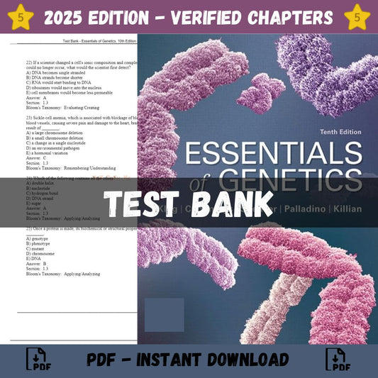 Test Bank – Essentials of Genetics, 10th Edition (Klug, 2020)-Exam Guide Bank