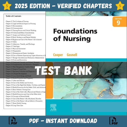 Test Bank – Foundations of Nursing, 9th Edition (Cooper, 2023)-Exam Guide Bank