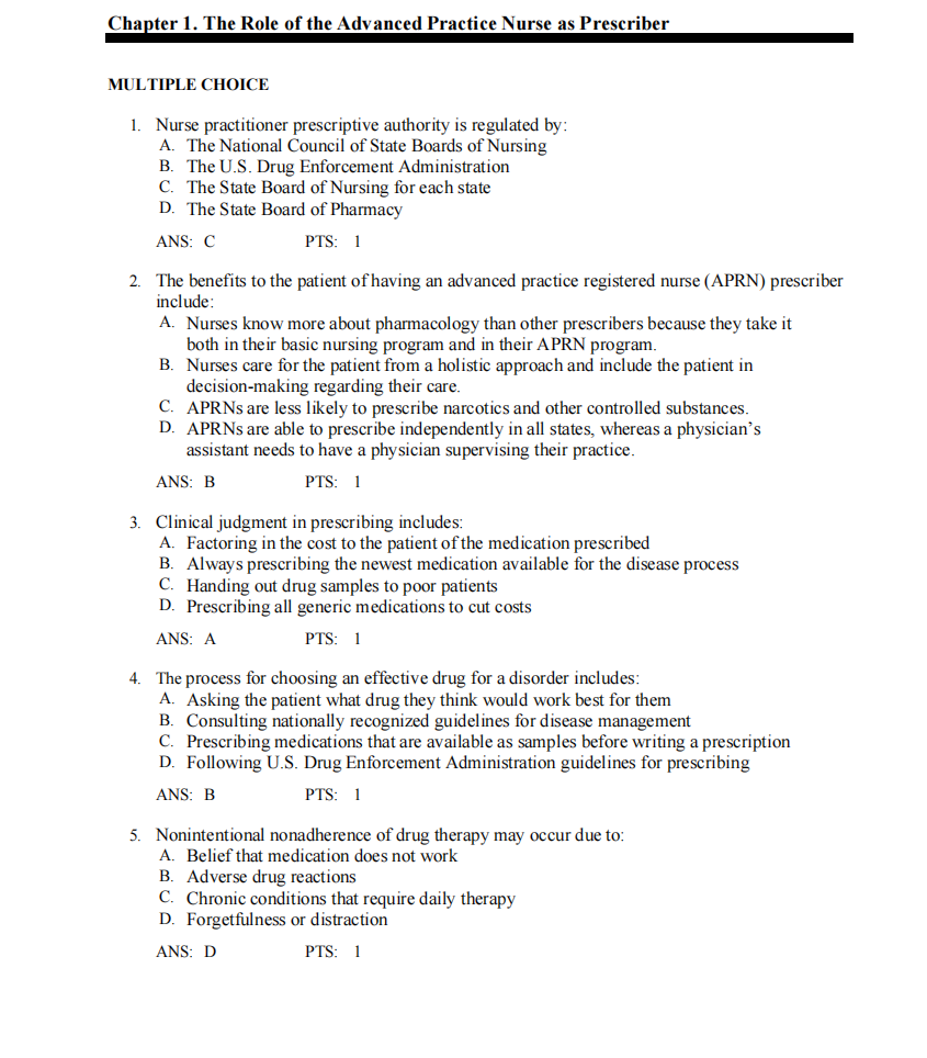 Test Bank Pharmacotherapeutics for Advanced Practice Nurse Prescribers 6th by Woo Wright-Exam Guide Bank