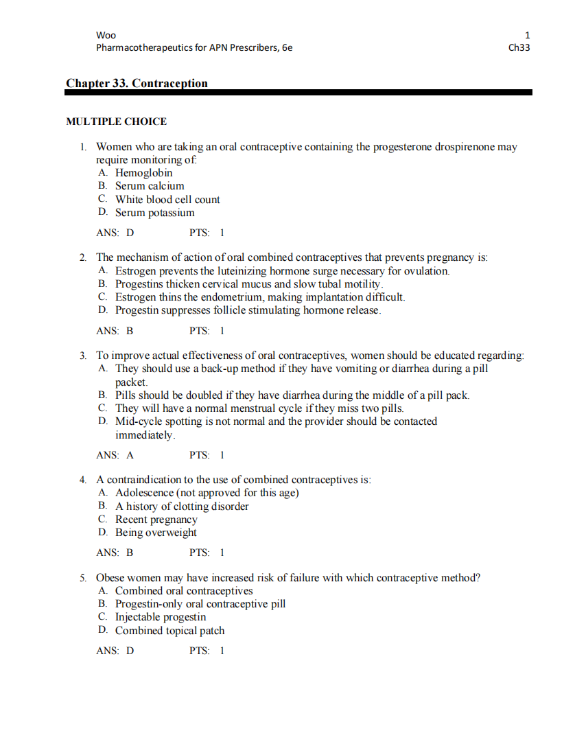 Test Bank Pharmacotherapeutics for Advanced Practice Nurse Prescribers 6th by Woo Wright-Exam Guide Bank