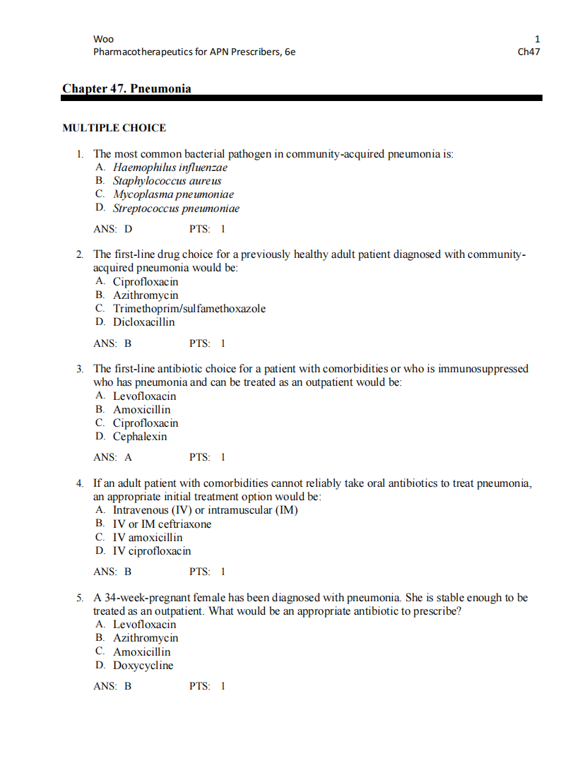Test Bank Pharmacotherapeutics for Advanced Practice Nurse Prescribers 6th by Woo Wright-Exam Guide Bank