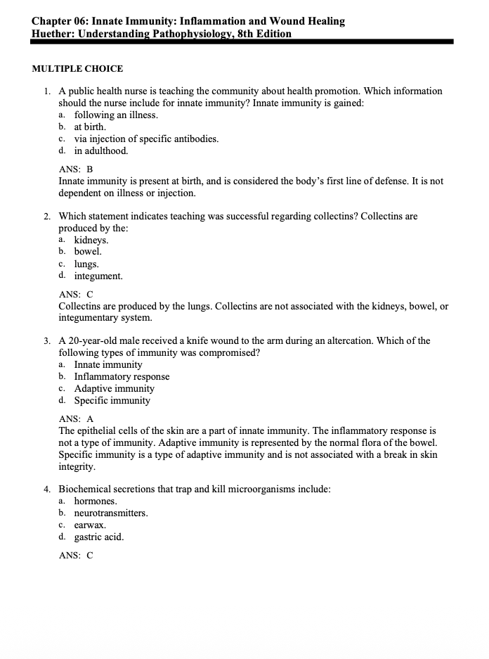 Test Bank Understanding Pathophysiology 8th by Huether and Kathryn McCance-Exam Guide Bank