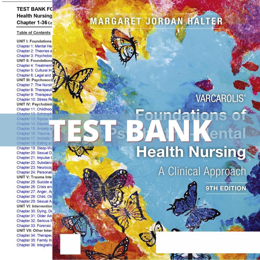 Test Bank Varcarolis’ Foundations of Psychiatric Mental Health Nursing 9th Edition (Halter, 2022)-Exam Guide Bank
