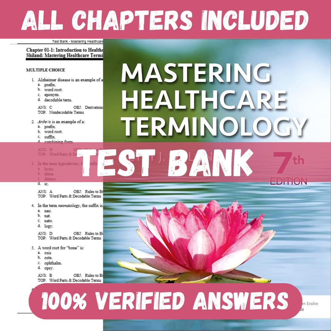 Test Bank for Mastering Healthcare Terminology, 7th Edition by Shiland-Exam Guide Bank