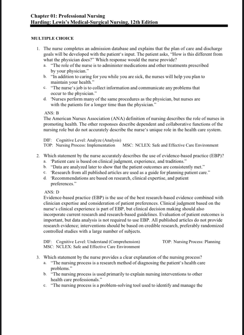 Test bank Lewis's Medical-Surgical Nursing: Assessment and Management of Clinical Problems 12th edition by Hagler-Exam Guide Bank