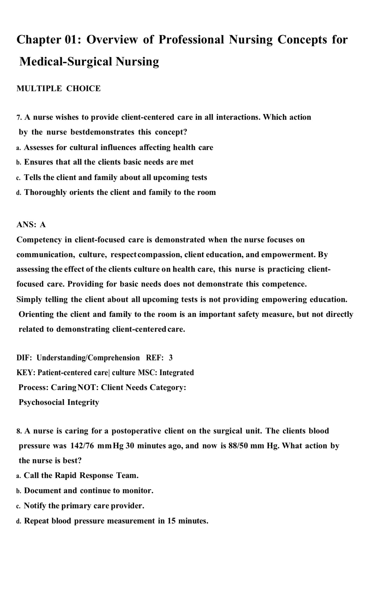 Test bank MEDICAL SURGICAL NURSING:CONCEPTS FOR CLINICAL JUDGEMENT AND COLLABORATIVE CARE 11TH EDITION IGNATAVICIUS-Exam Guide Bank