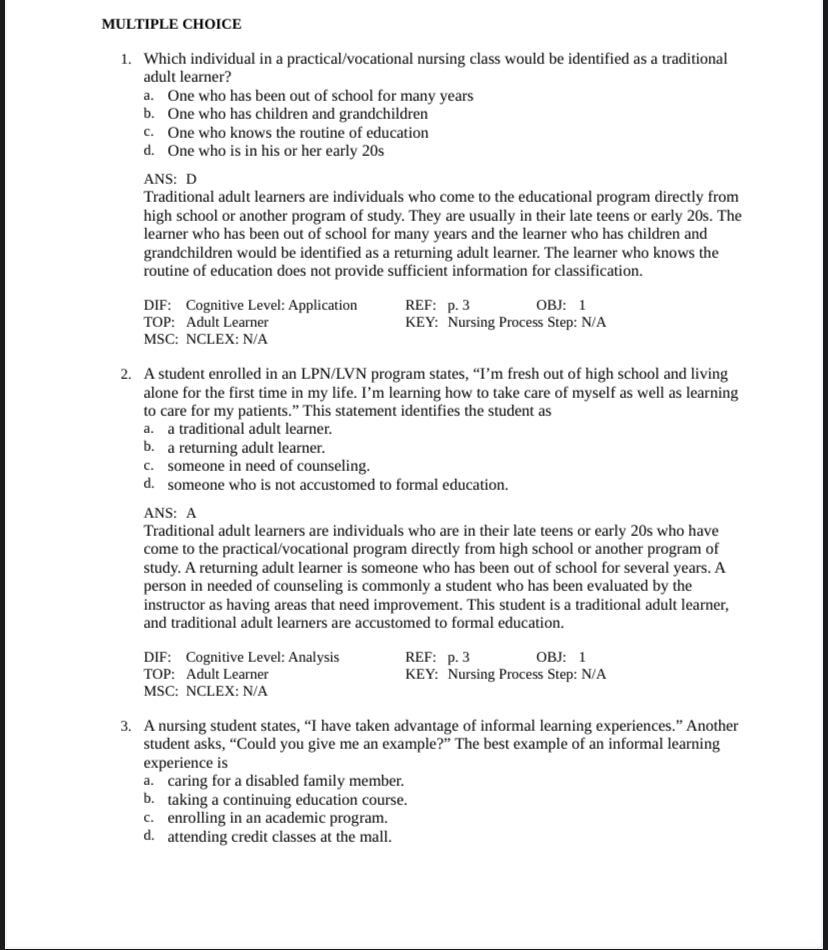 Test bank Success in Practical/Vocational Nursing, 8th Edition by Knecht-Exam Guide Bank