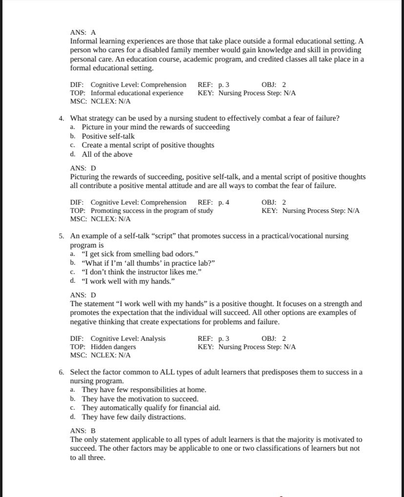 Test bank Success in Practical/Vocational Nursing, 8th Edition by Knecht-Exam Guide Bank