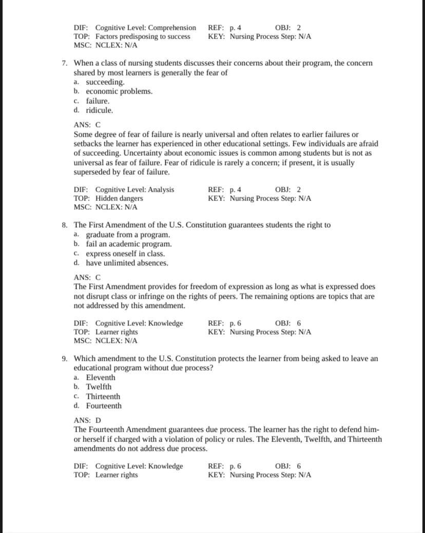 Test bank Success in Practical/Vocational Nursing, 8th Edition by Knecht-Exam Guide Bank